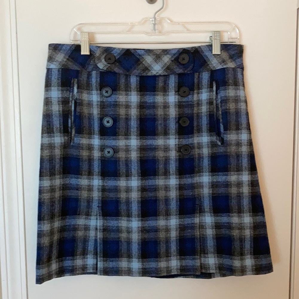 LOFT plaid shift skirt with buttons